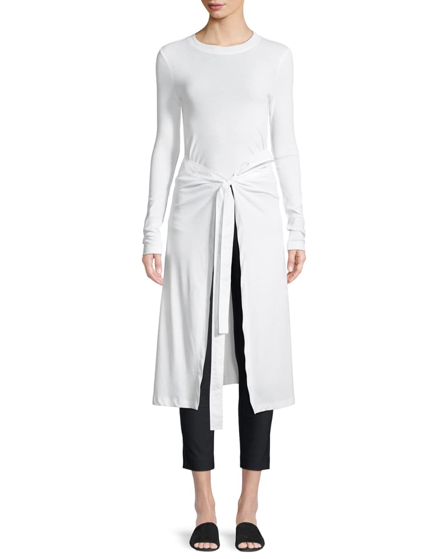 Rosetta Getty Long-Sleeve Apron Cotton Jersey T-Shirt | Neiman Marcus