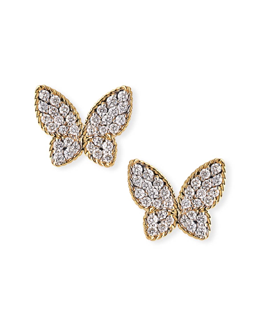 Roberto Coin 18k Diamond Butterfly Stud Earrings | Neiman Marcus