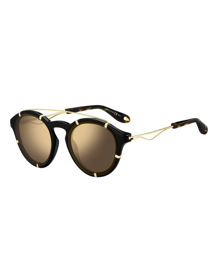 Givenchy Acetate Metal Round Sunglasses Neiman Marcus