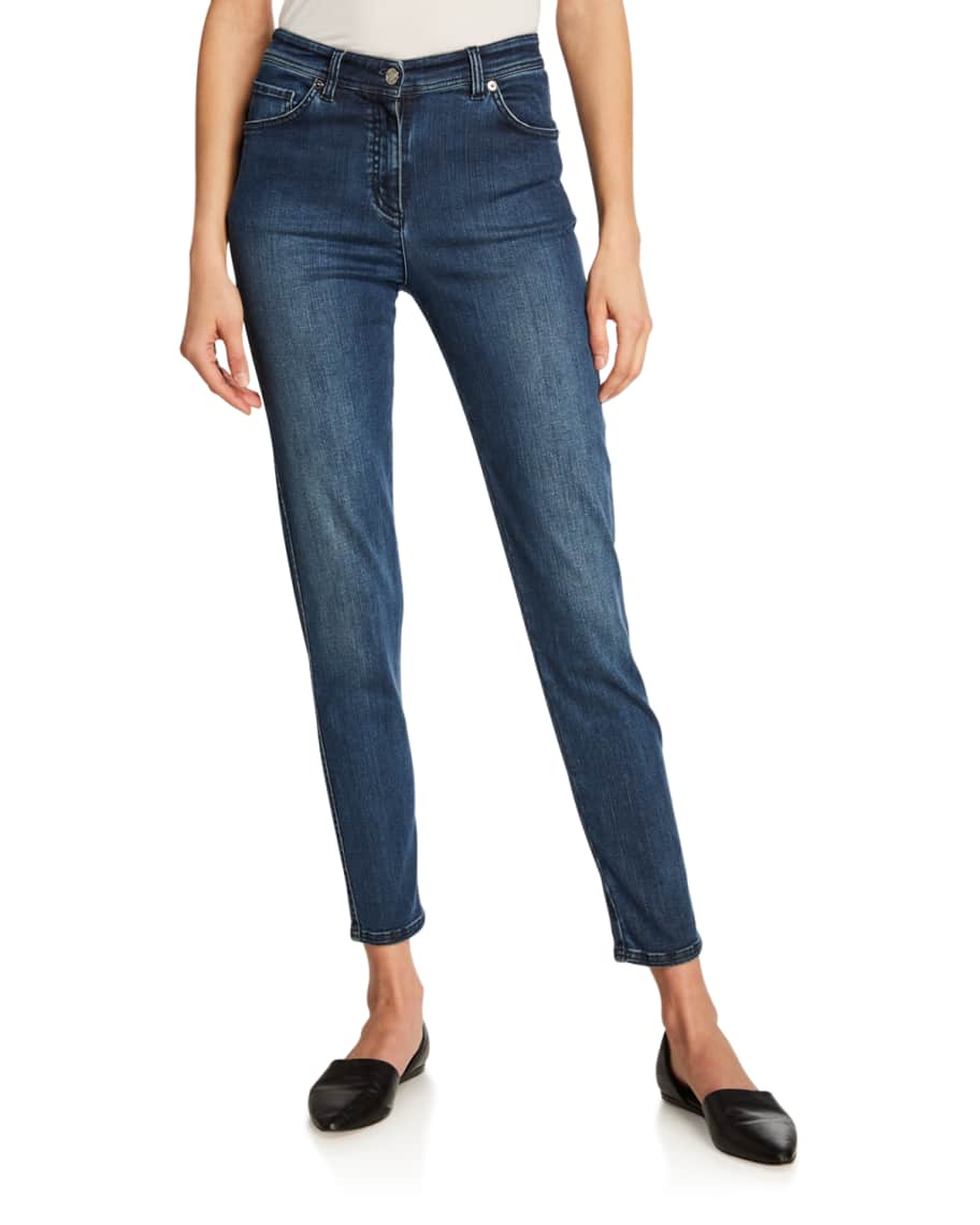 St. John Collection Stretch Denim Slim Ankle Jeans | Neiman Marcus