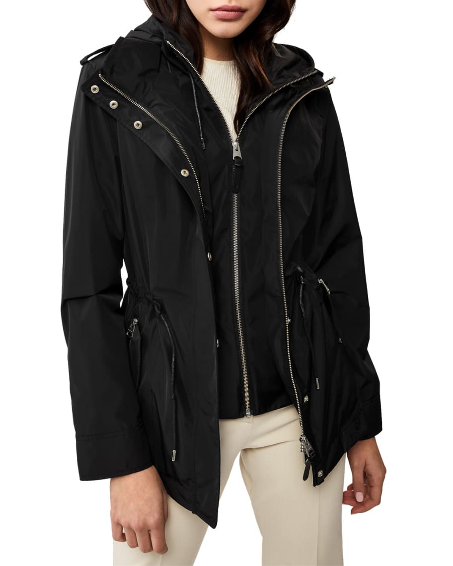 Mackage Melita Hooded Rain Jacket w/ Covered Placket | Neiman Marcus