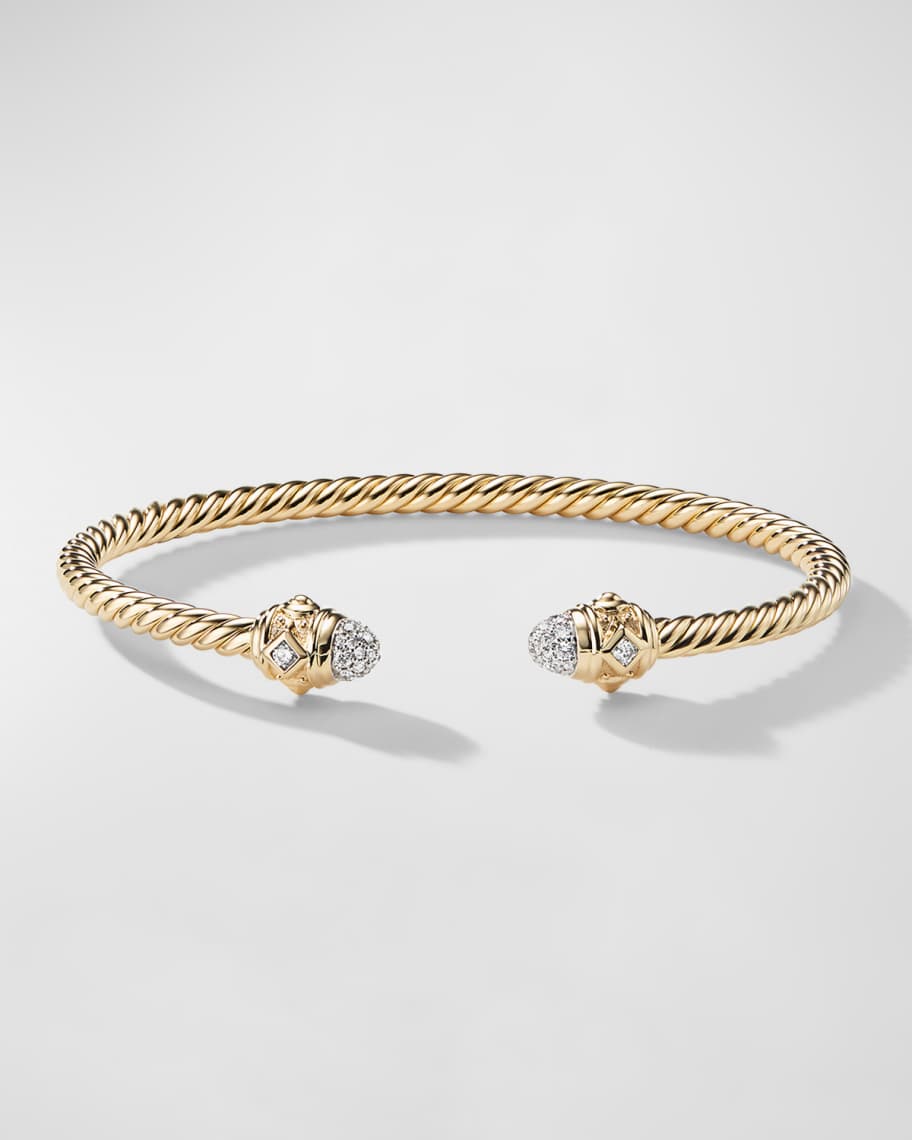David Yurman Renaissance 18k Bracelet w/ Diamonds, Size M | Neiman Marcus