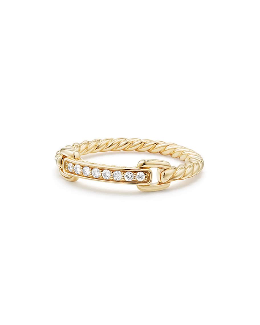 David Yurman Petite Pave Bar Ring w/ Diamonds in 18k Yellow Gold, Size ...