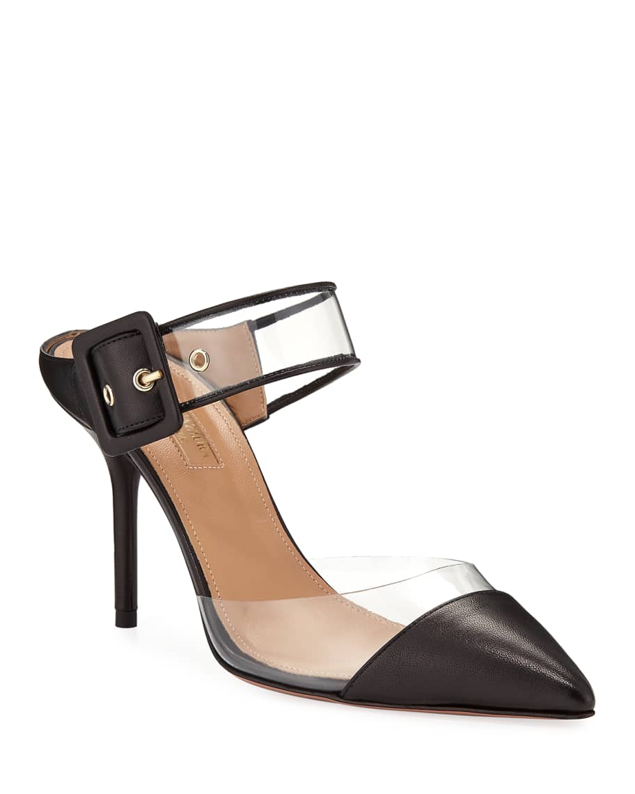 Aquazzura Optic 85mm Napa Vinyl Mule Neiman Marcus
