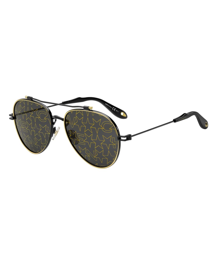 Givenchy Men s GV 7057 Aviator Sunglasses with Star Pattern Lens Neiman Marcus