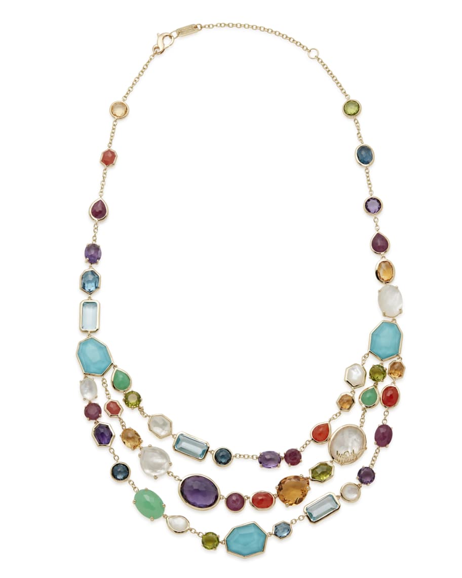 Ippolita 18k Rock Candy® Multi-Row Rainbow Bib Necklace | Neiman Marcus