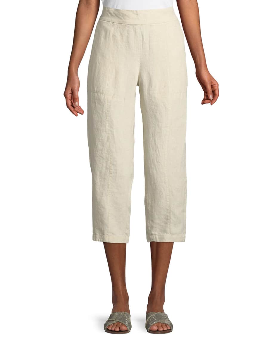 Eileen Fisher Organic Linen Pull-On Cropped Pants, Plus Size | Neiman ...