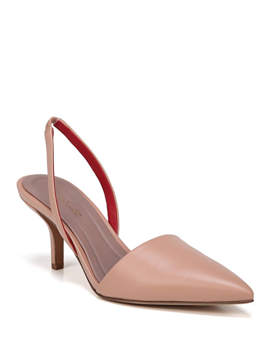 Diane von Furstenberg Mortelle Slingback Leather Pumps Beige
