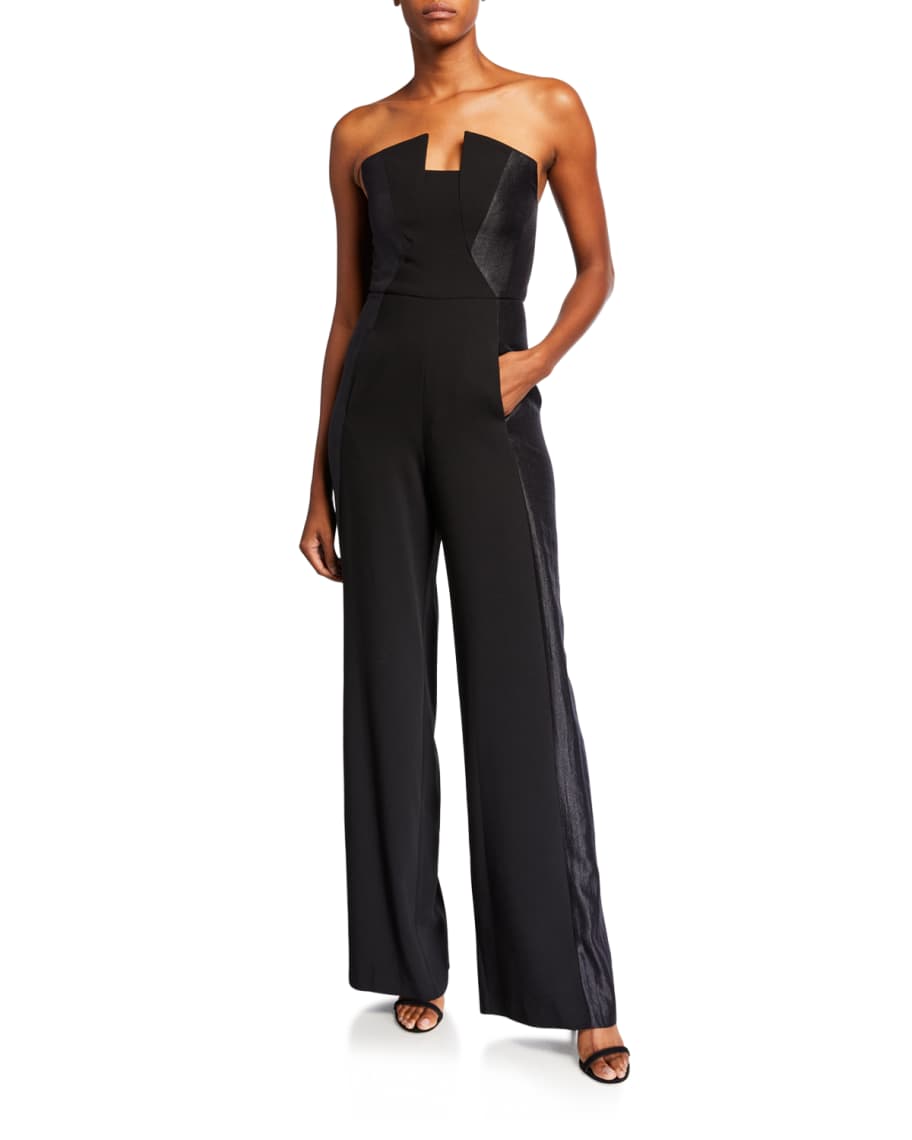 Black Halo Strapless Crepe Jumpsuit in Red