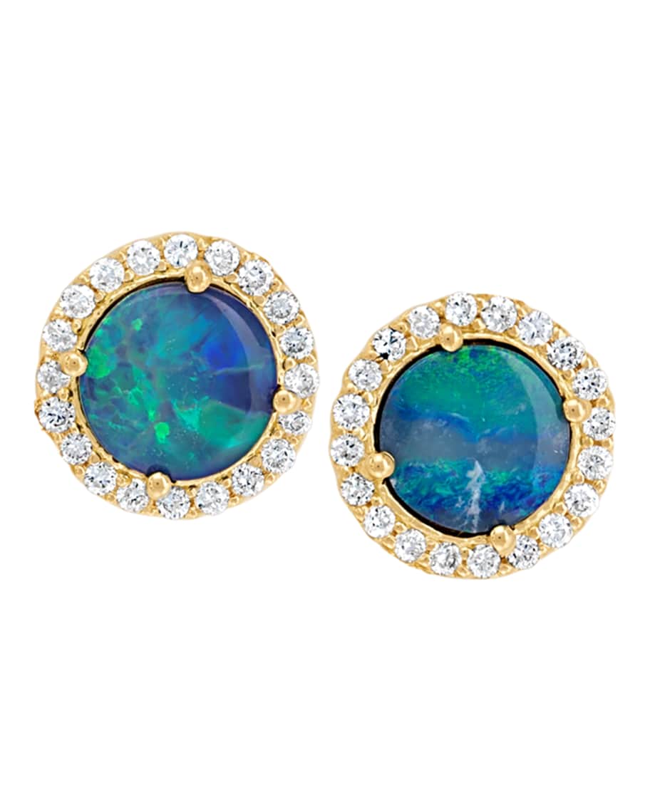 Jamie Wolf Diamond Edged Opal Stud Earrings | Neiman Marcus