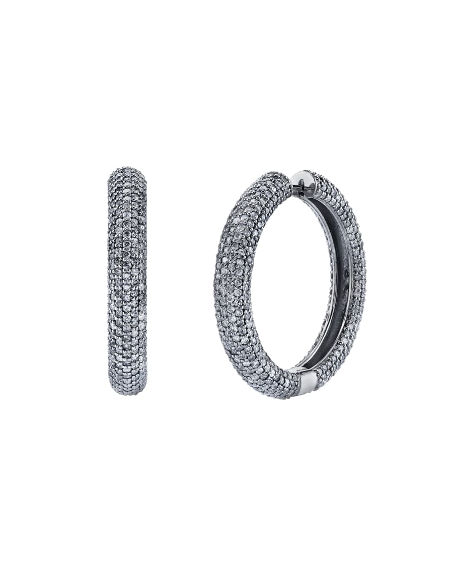 Sheryl Lowe Thick Diamond Pave Hoop Earrings | Neiman Marcus