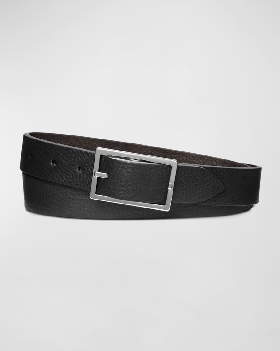 Shinola Men's Reversible Rectangular-Buckle Leather Belt | Neiman Marcus