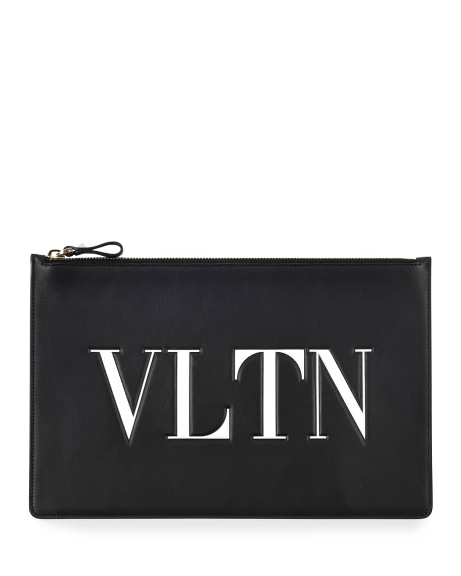 Valentino Garavani VLTN Large Flat Pouch Clutch Bag | Neiman Marcus