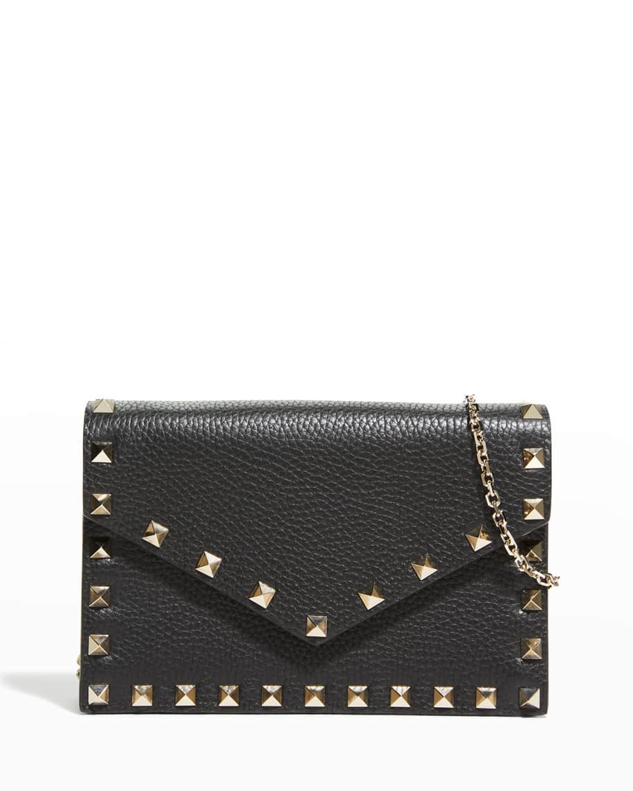 Rockstud small leather flap wallet on a chain store