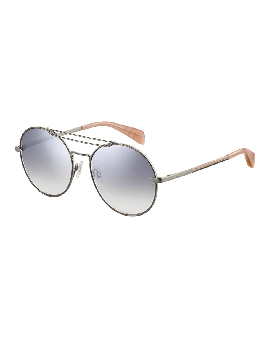 Rag & Bone Round Stainless Steel Sunglasses | Neiman Marcus
