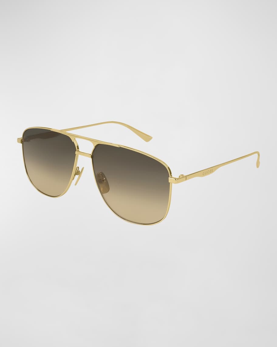 Gucci Metal Pilot Sunglasses Gold Neiman Marcus