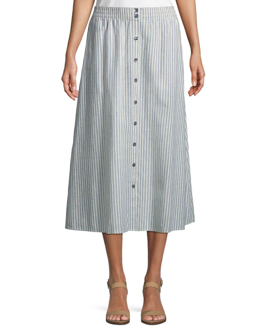 Eileen Fisher Hemp-Blend Long Striped Skirt | Neiman Marcus
