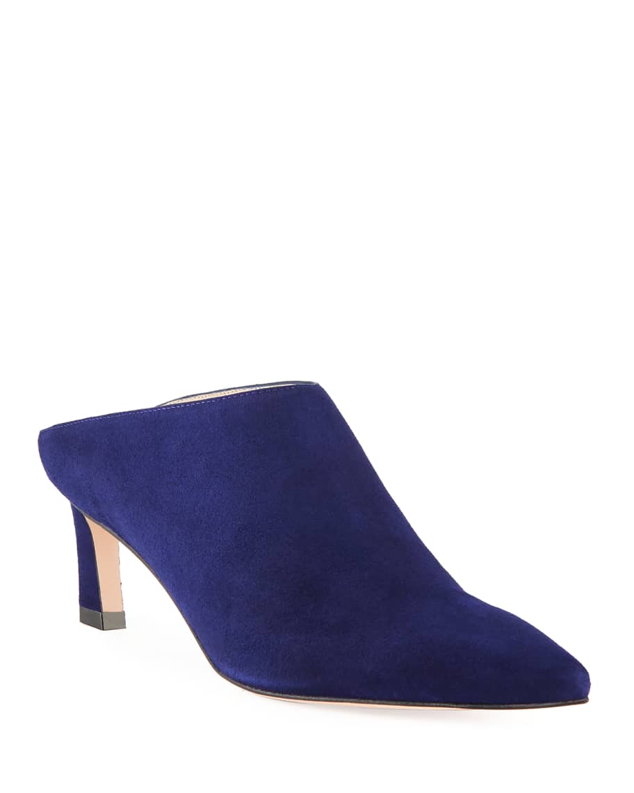 Stuart Weitzman Mira Suede Pointed Mule Pump Neiman Marcus
