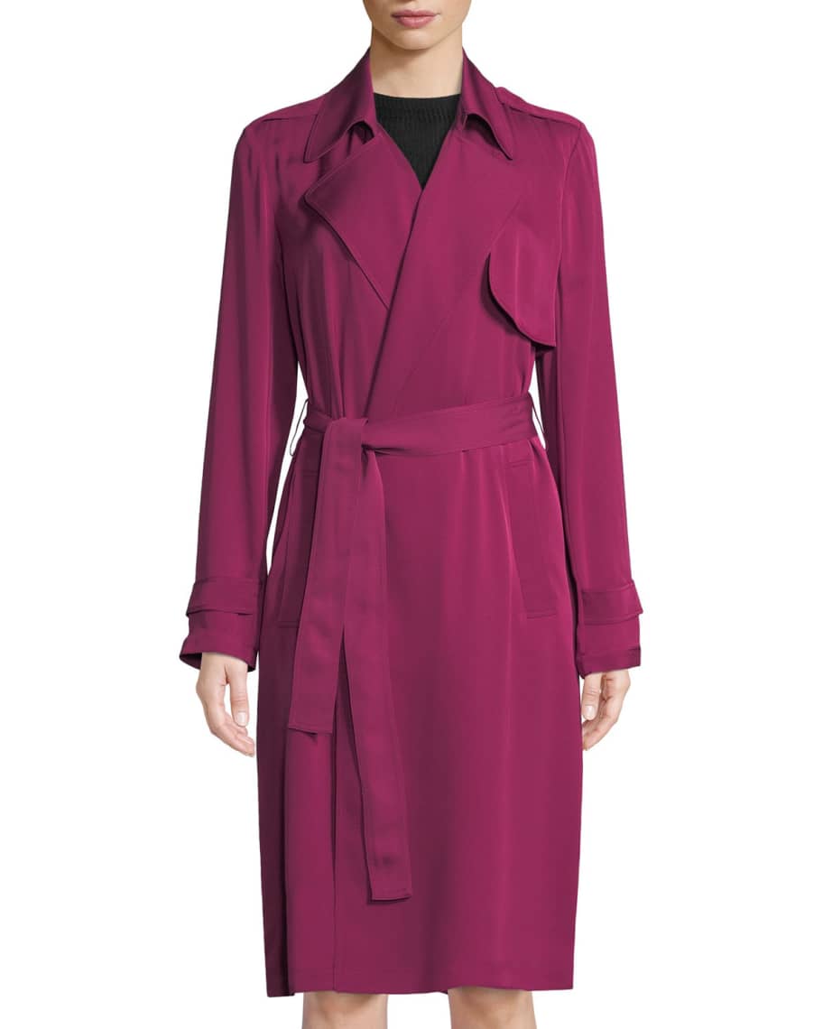 Theory oaklane deals silk trench coat