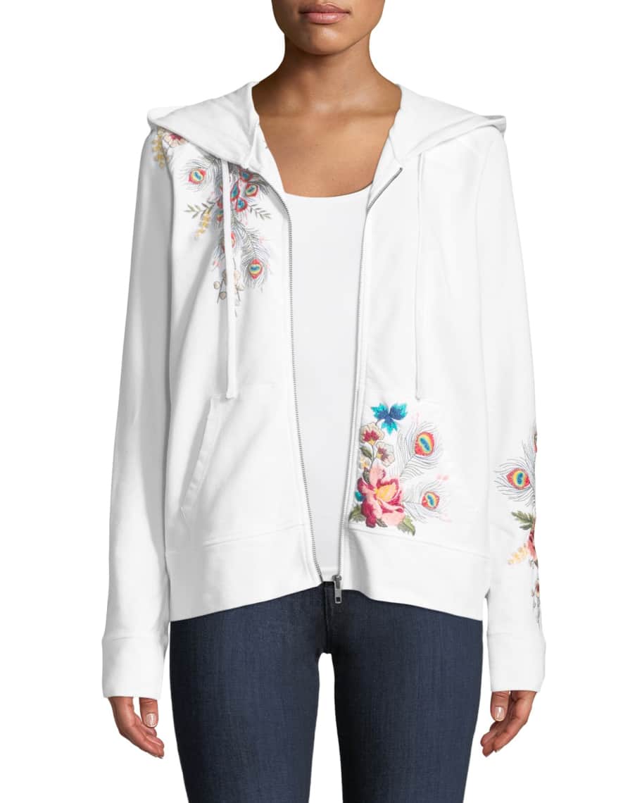 Johnny Was Plus Size Vernazza Embroidered Zip-Front Hoodie Jacket ...