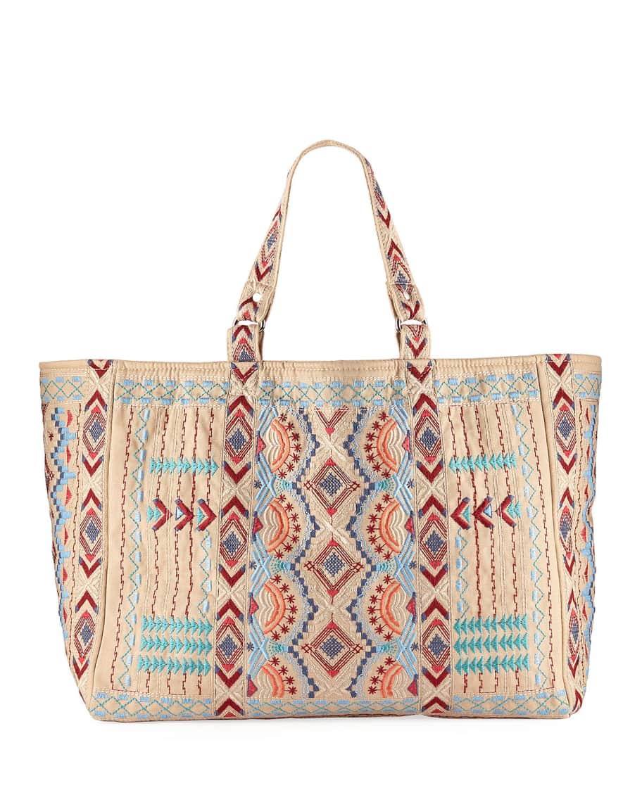 Johnny Was Sonoma Cotton Canvas Embroidered Tote Bag | Neiman Marcus
