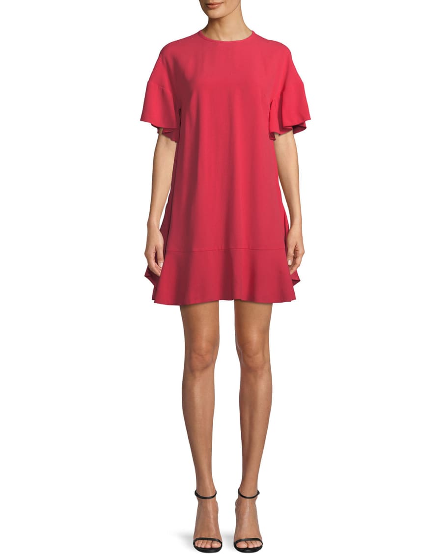 REDValentino Crepe-Back Satin Dress with Back Bows | Neiman Marcus