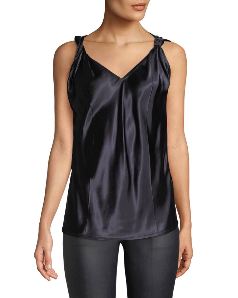 Helmut Lang Twisted Sleeveless V-Neck Top | Neiman Marcus