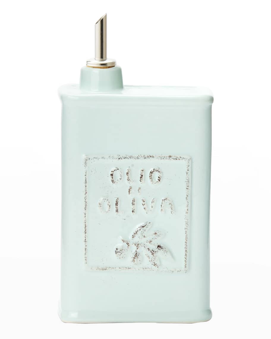 Vietri Lastra Olive Oil Can, Aqua