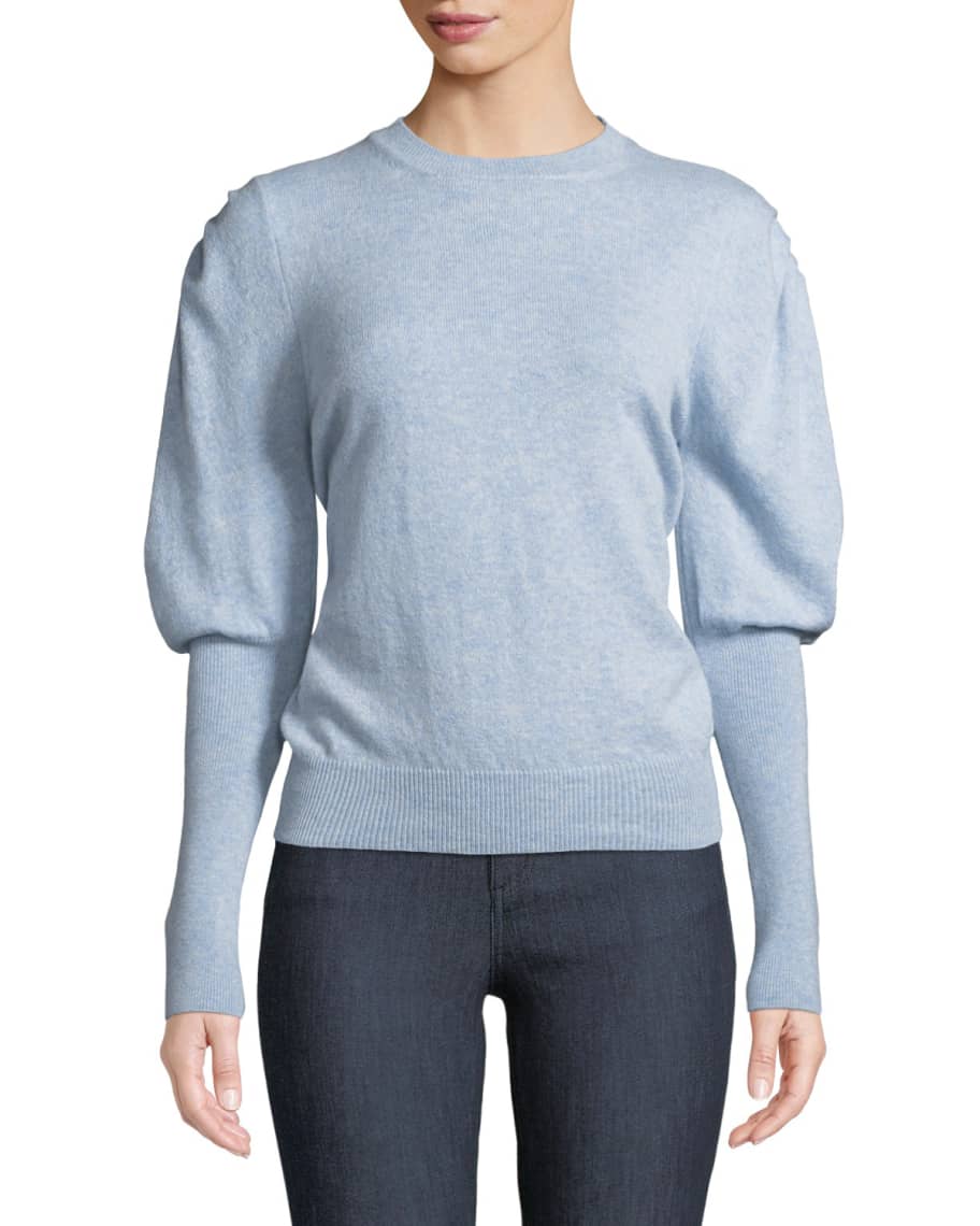 Brock Collection Crewneck Puff-Sleeve Cashmere Sweater | Neiman Marcus