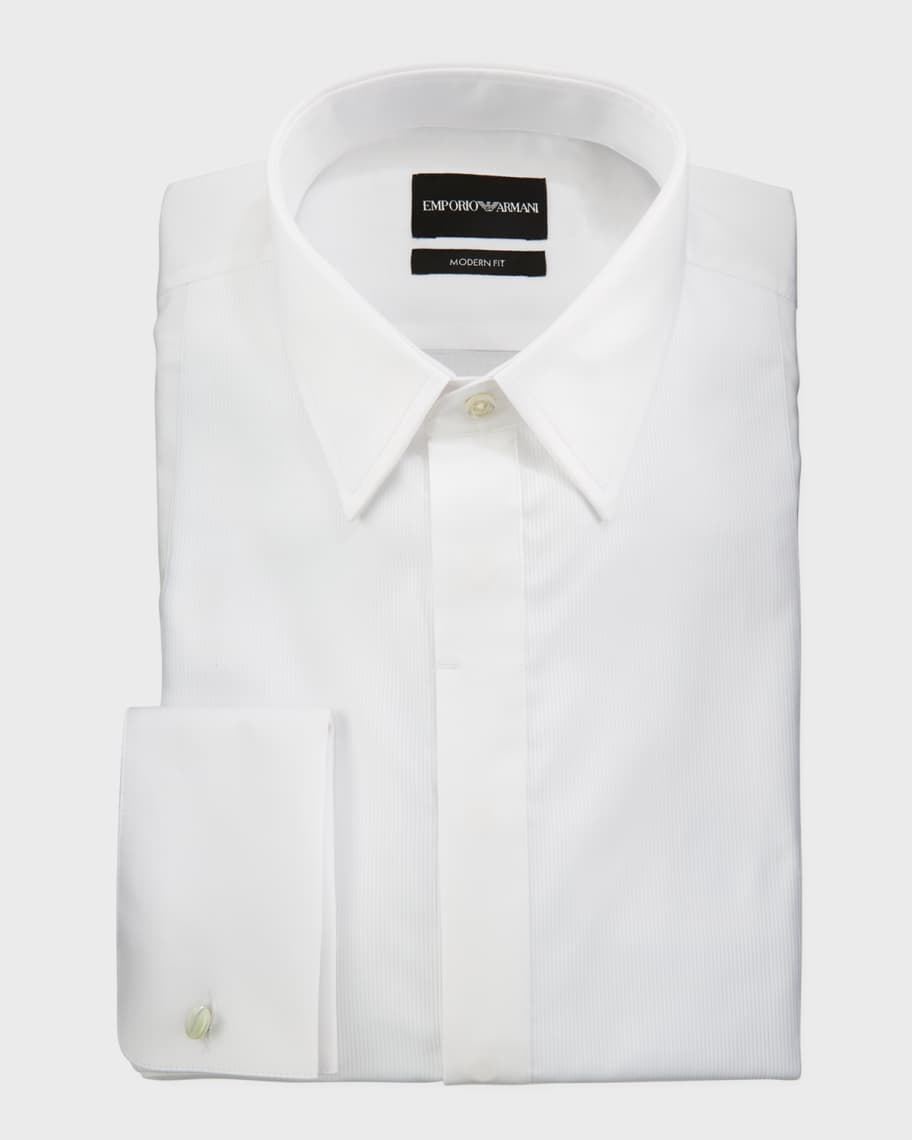 Emporio Armani Men's Modern Fit Basic Tuxedo Shirt with Point Collar ...