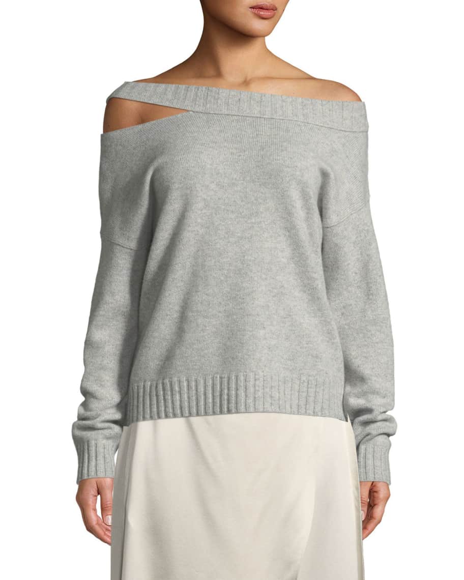 Vince Off the Shoulder Slit Pullover Top Neiman Marcus