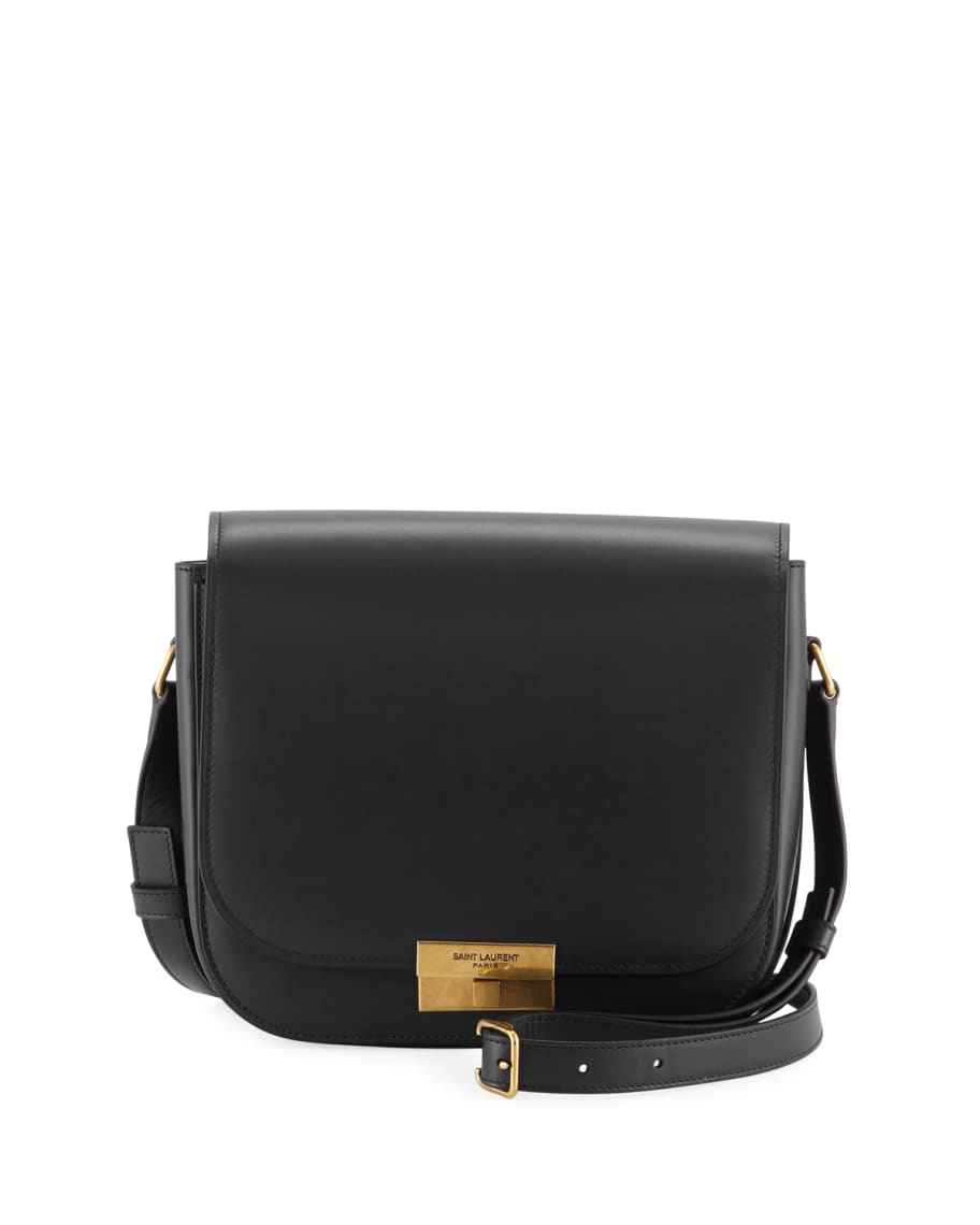 Saint Laurent Medium Calfskin Leather Flap Crossbody Bag with Logo Lock ...