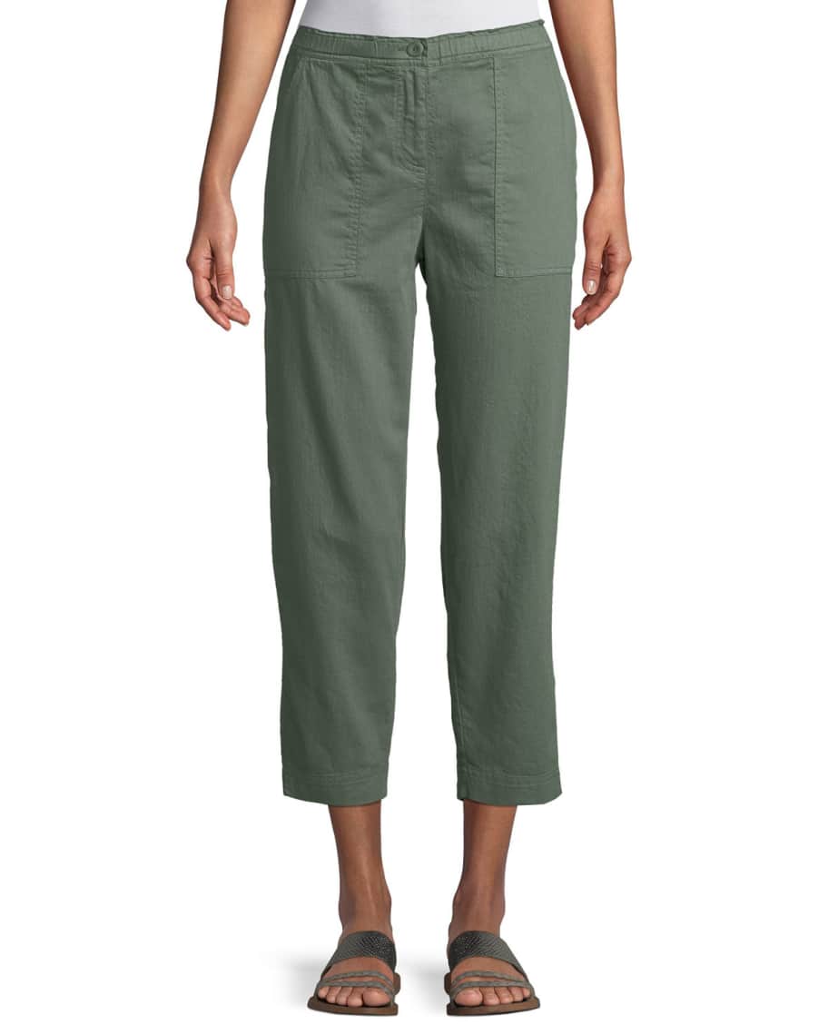 Eileen Fisher Soft Organic Twill Cropped Taper Pants | Neiman Marcus