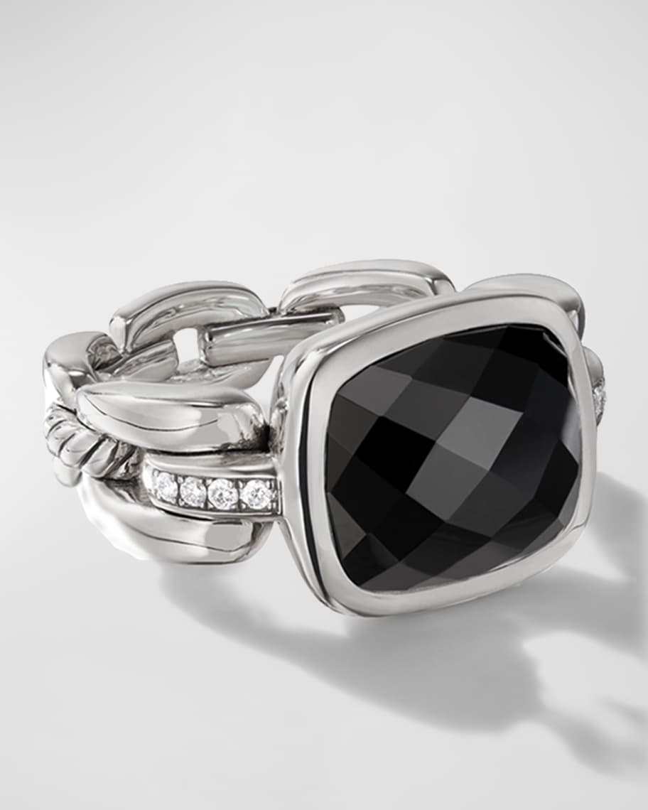 David Yurman Wellesley Silver Color Ring w/ Black Onyx | Neiman Marcus