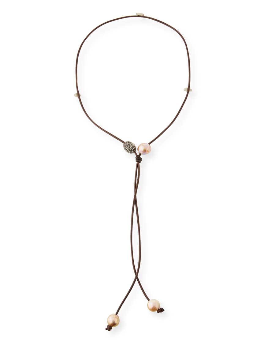 Margo Morrison Crystal Ball & Baroque Pearl Lariat Necklace | Neiman Marcus