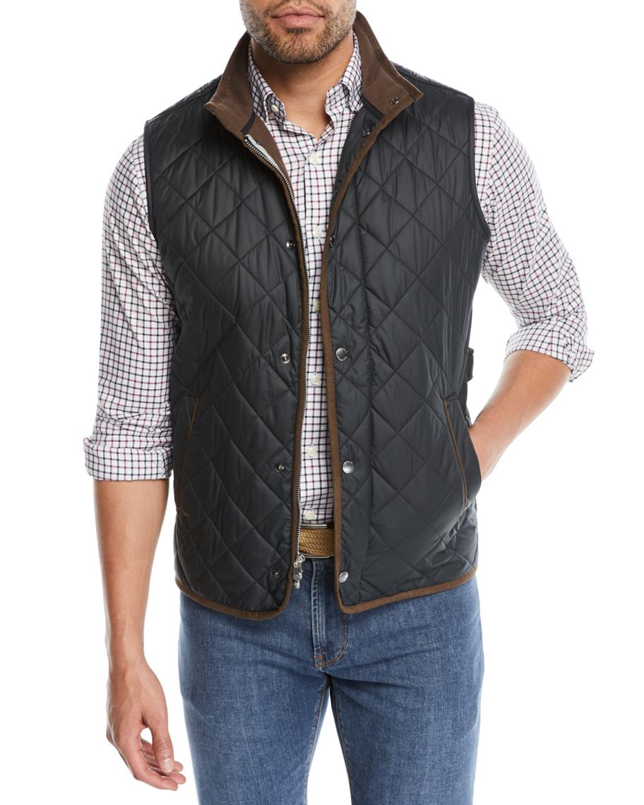 Peter Millar Men's Essex Snap-Front Quilted Vest | Neiman Marcus