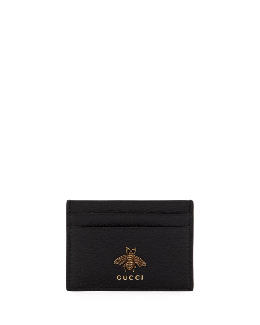 Gucci Men's Bee Leather Card Case | Neiman Marcus