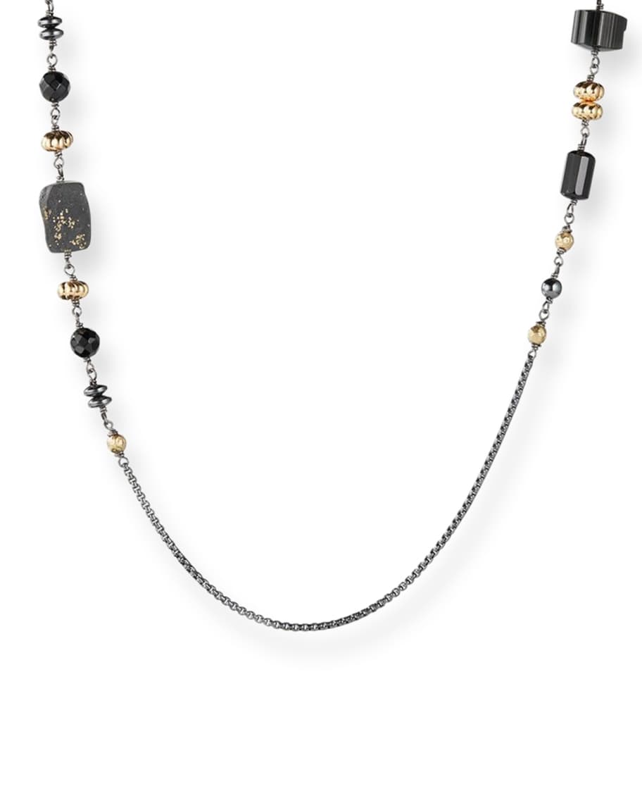 David Yurman Long Chain & Bead Station Necklace, Black | Neiman Marcus