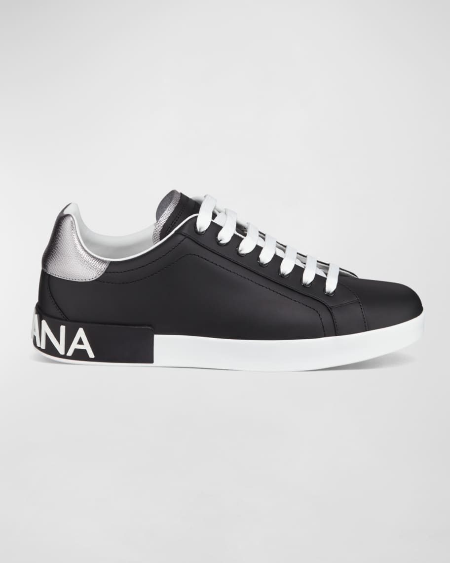 Dolce&Gabbana Men's Portofino Logo Leather Low-Top Sneakers | Neiman Marcus