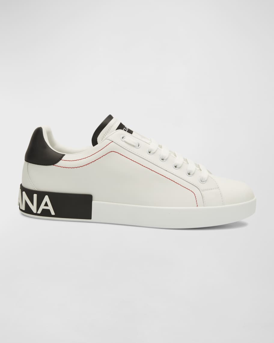 Dolce&Gabbana Men's Portofino Two-Tone Leather Sneakers | Neiman Marcus