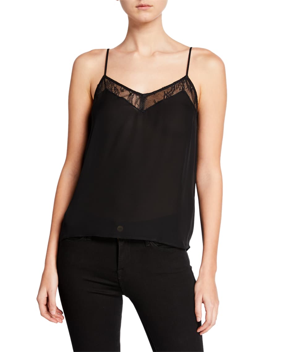 Equipment Layla Silk Cami with Lace Trim | Neiman Marcus