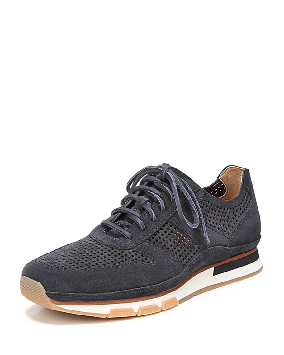 Vince Men s Larson Perforated Suede Sneakers Neiman Marcus