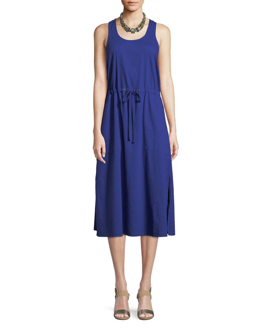 Eileen Fisher Petite Soft Organic Cotton Twill Racerback Midi Dress Neiman Marcus
