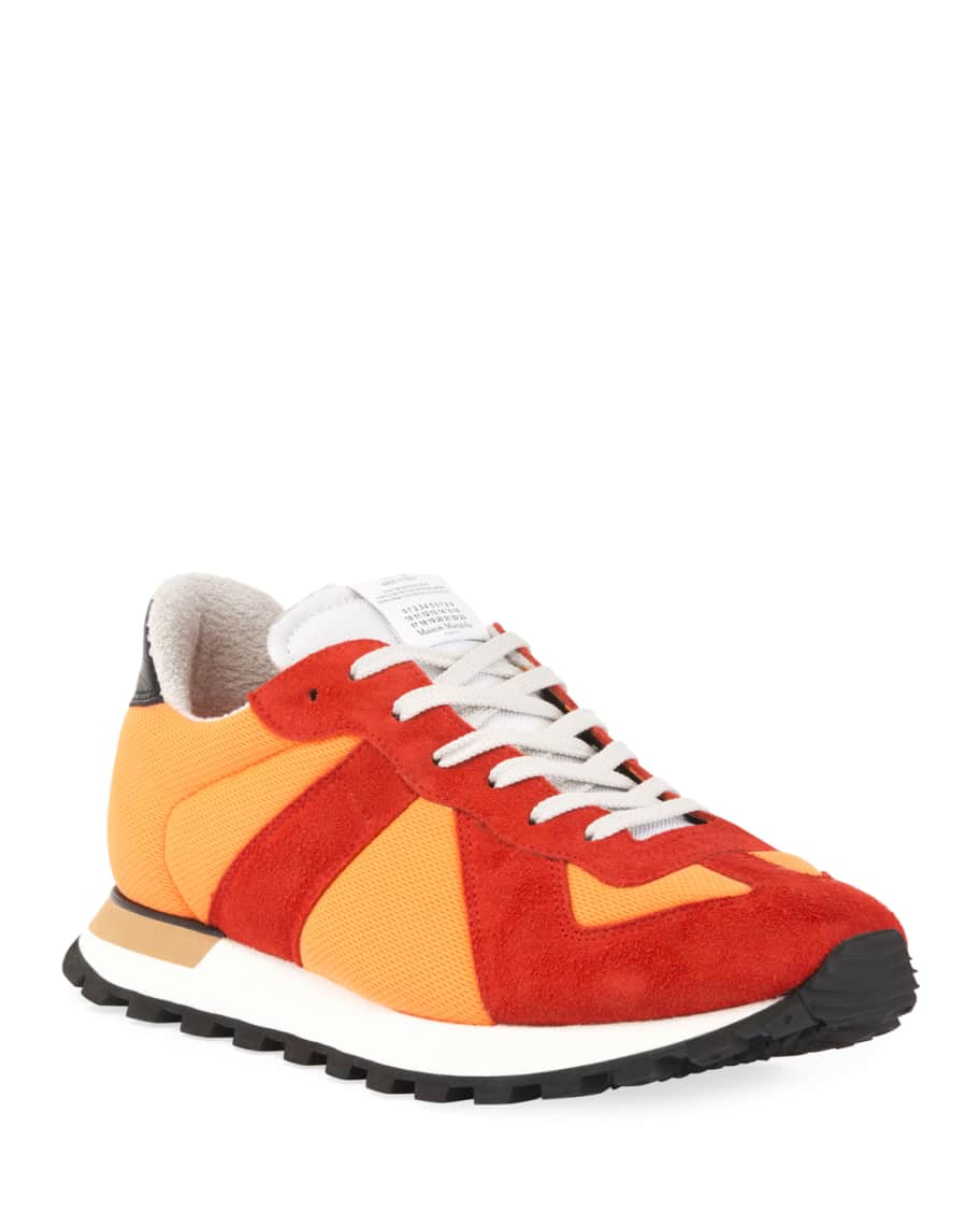 Maison Margiela Men's Replica Nylon %26 Suede Sneakers, Orange | Neiman ...
