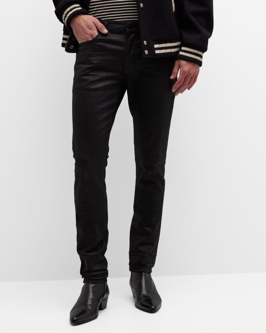 Saint Laurent Men's Coated Skinny Jeans | Neiman Marcus
