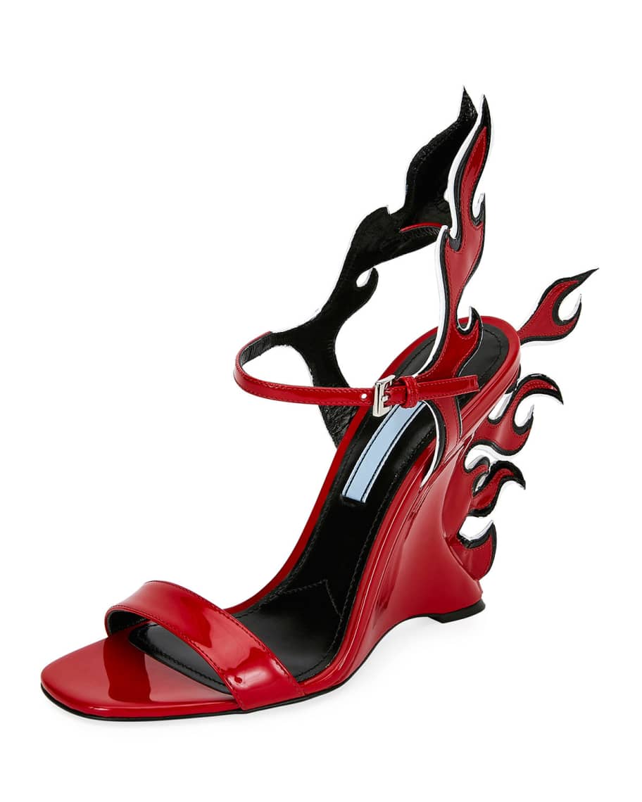 Prada Flame Leather 110mm Sandals | Neiman Marcus