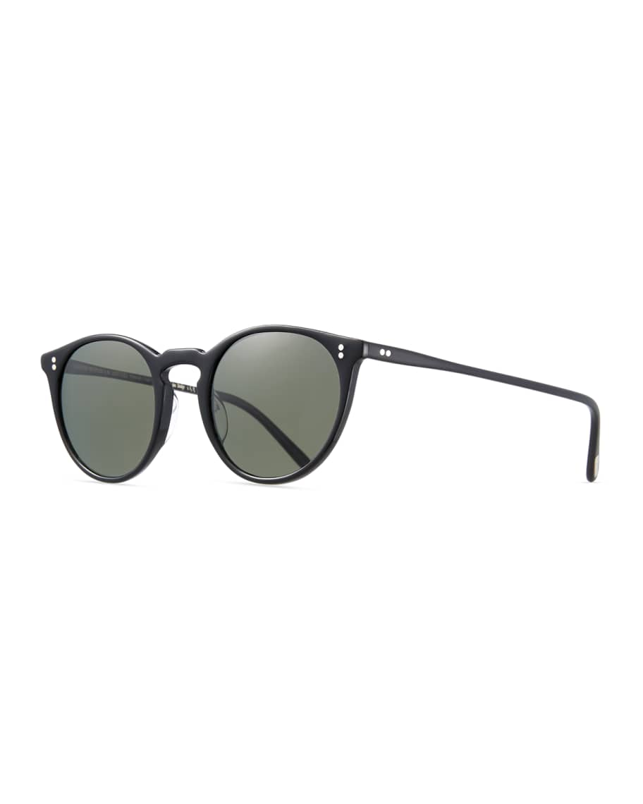 Oliver Peoples Men's O'Malley NYC Peaked Round Sunglasses | Neiman Marcus