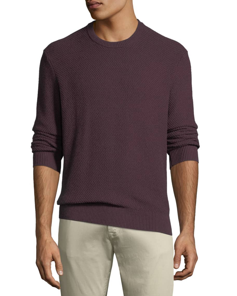 Neiman Marcus Men's Tuck-Stitch Organic Cotton Crewneck Sweater ...