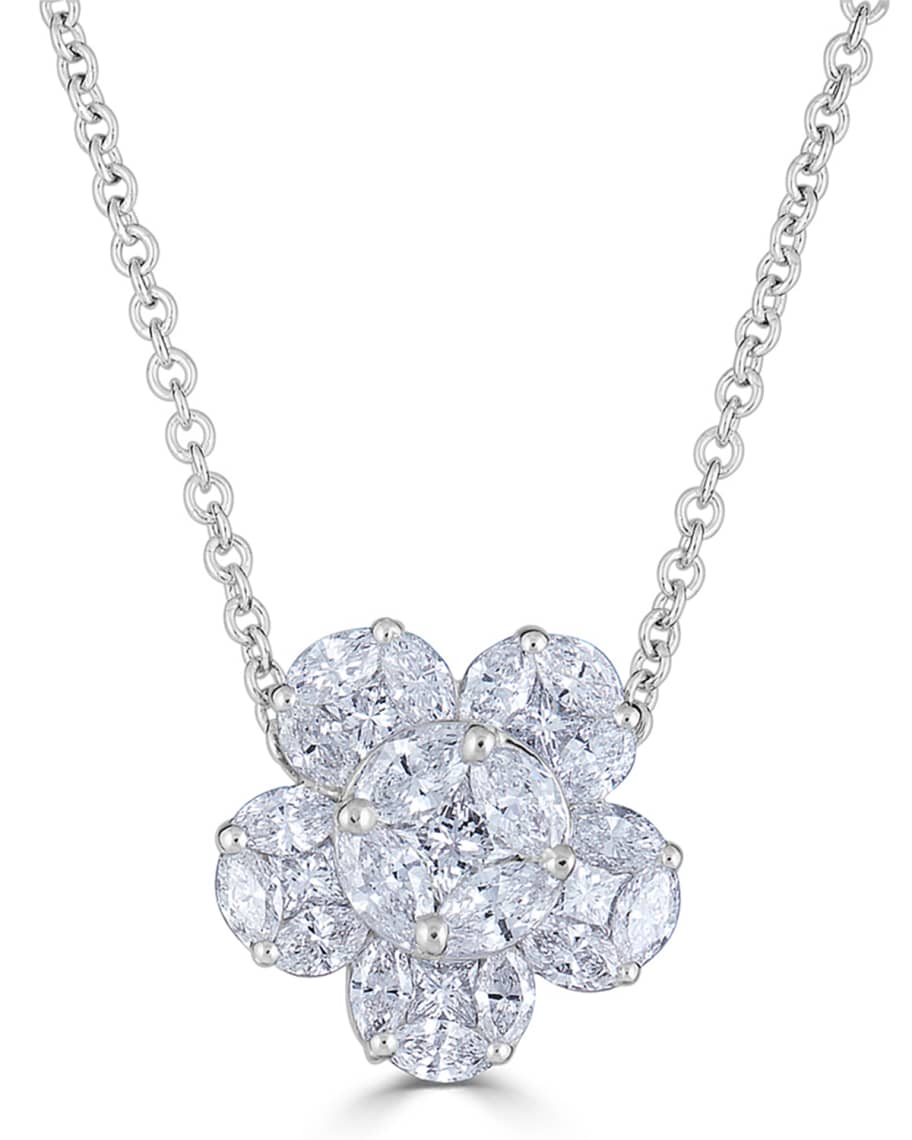 Zydo 18k Mosaic Flower Diamond Pendant Necklace Neiman Marcus 