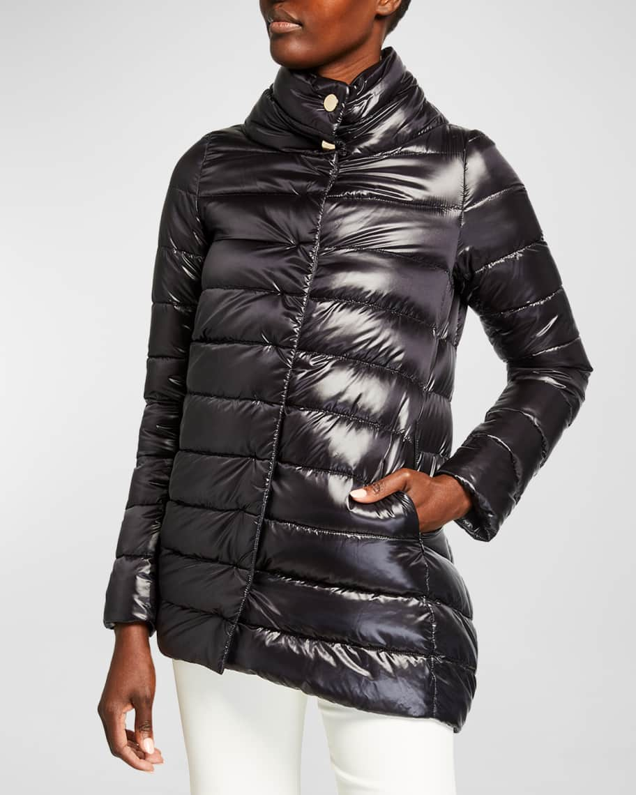 Herno Ribbed High-Low Down Puffer Jacket | Neiman Marcus